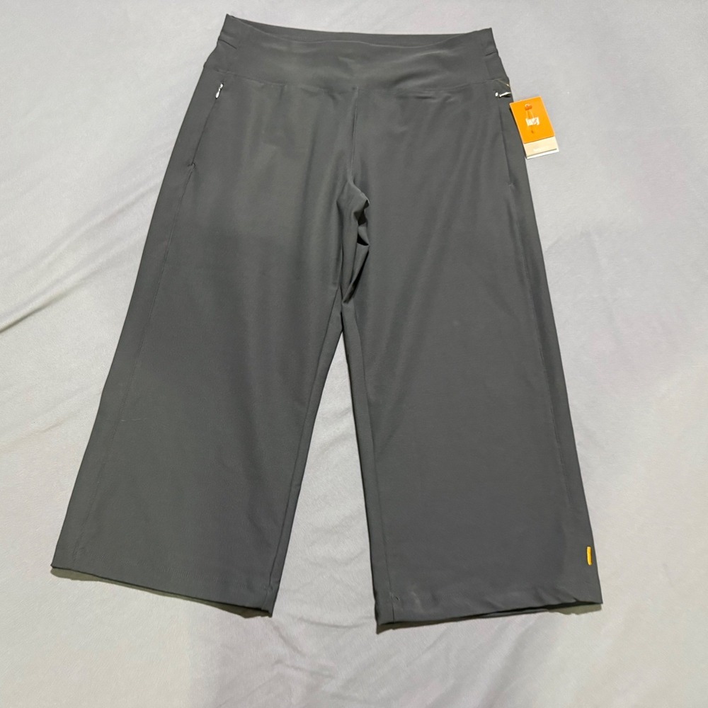 Lucy Everyday Collection Pants Womens Medium Gray Wide Leg Cropped Athleisure